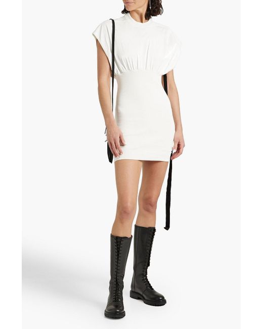 Rick Owens White Tommy Ribbed Cotton-blend Jersey And Stretch-knit Mini Dress