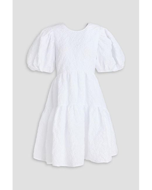 CECILIE BAHNSEN White Sylvie Cutout Cloqué Mini Dress