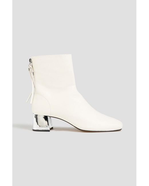 Maje White Patent-Leather Ankle Boots