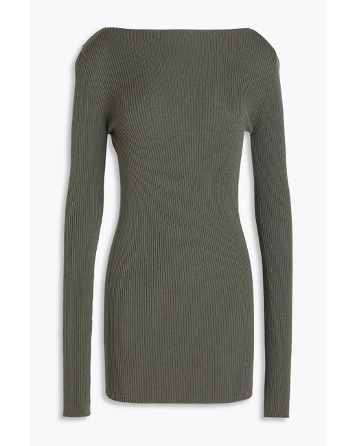 Rick Owens Gray Cutout Ribbed Cashmere Sweater