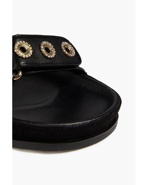 Sandro Black Elda Embellished Leather Sandals