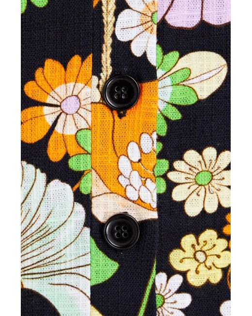 Maje Black Cropped Floral-print Cotton Top