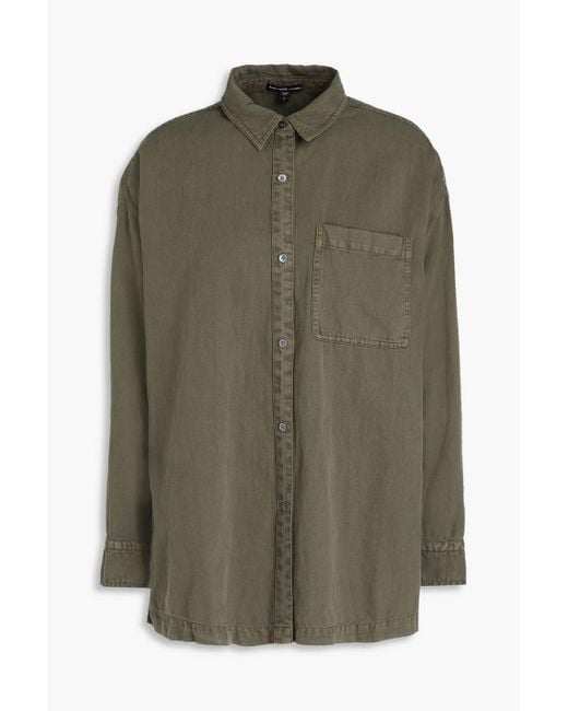 James Perse Green Hemd aus twill aus einer baumwoll-leinenmischung