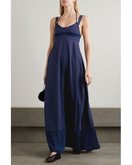 Jonathan Simkhai Blue Darina Tulle And Satin-Trimmed Jersey Gown