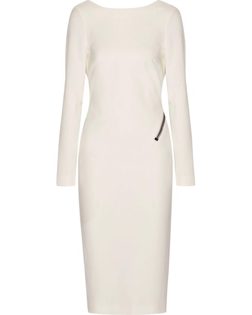 Tom Ford White Open-back Zip-detailed Stretch-crepe Dress