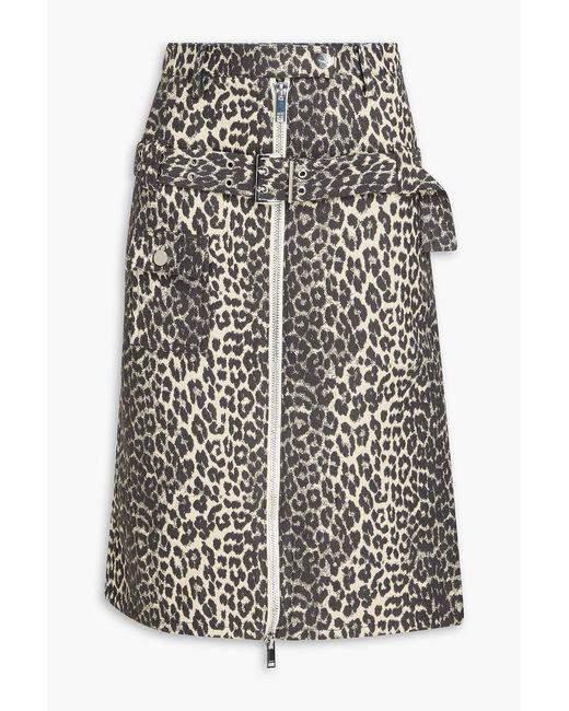 Ganni White Belted Leopard-Jacquard Pencil Skirt