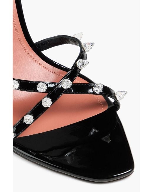 AMINA MUADDI Metallic Felicia Crystal-embellished Patent-leather Mules