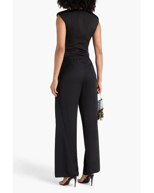 Christopher Esber Black Satin-Crepe Wide-Leg Pants