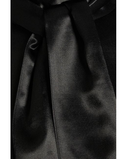 Jil Sander Black Tie-detailed Satin Midi Dress