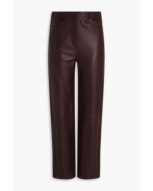 Loulou de Saison Purple Cobe Leather Straight-Leg Pants