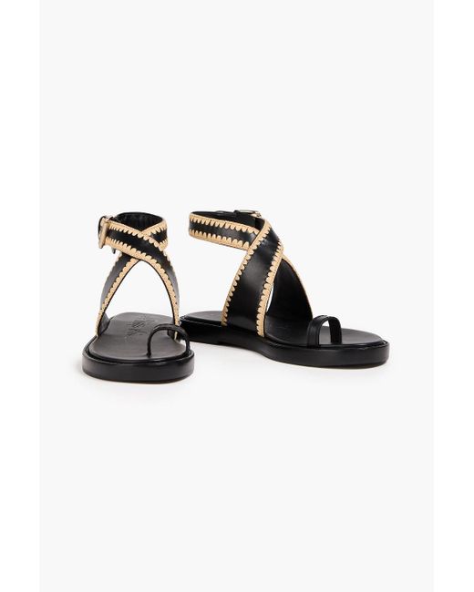 3.1 Phillip Lim Black Naya Raffia-Trimmed Leather Sandals