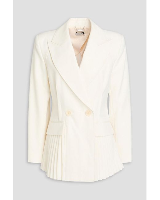 Jonathan Simkhai Natural Izzie Double-breasted Pleated Wool-blend Twill Blazer