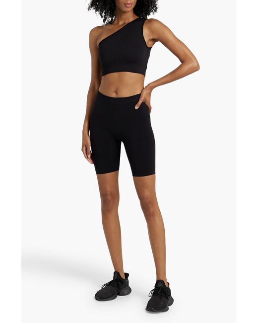 Rick Owens Black Athena One-Shoulder Cropped Stretch-Jersey Top