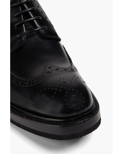 Emporio Armani Black Perforated Leather Brogues for men
