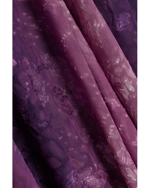 Mikael Aghal Purple Bedrucktes maxikleid aus chiffon mit fil coupé