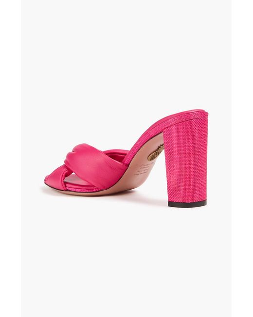 Aquazzura Pink Olie 85 Knotted Leather Mules