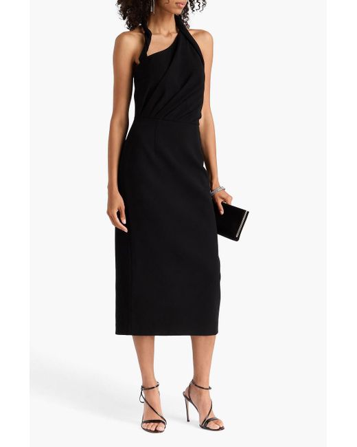 Rebecca Vallance Black Aria midikleid aus crêpe mit twist-detail