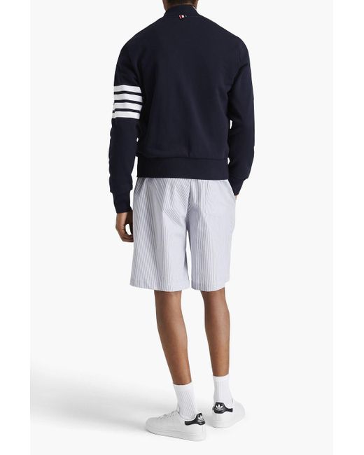 Thom Browne Blue Striped French Cotton-terry Bomber Jacket for men