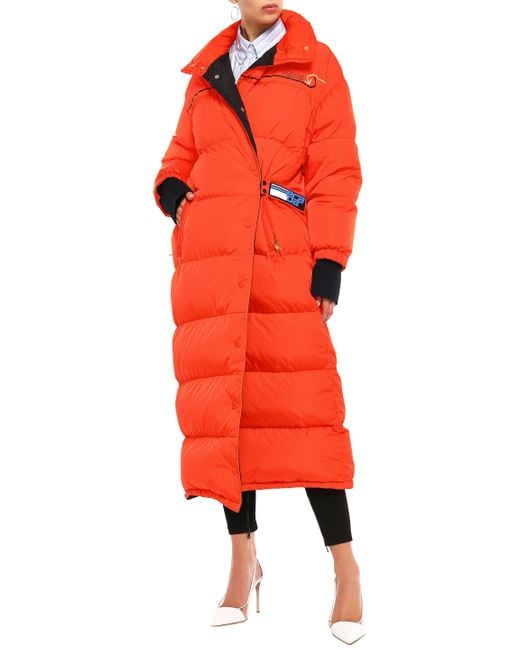 Prada Puffer Coat in Orange | Lyst