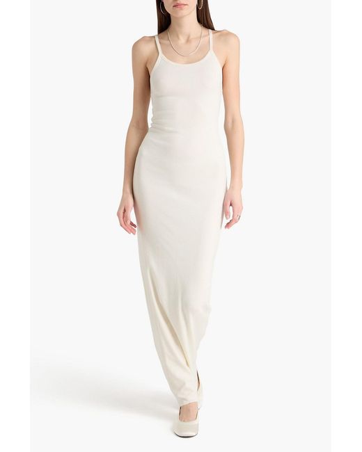 ÉTERNE White Ribbed Jersey Maxi Dress