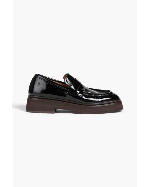 Rejina Pyo Black Crinkled Glossed-leather Loafers