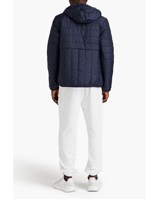 Adidas Originals Blue Quilted Shell Hooded Jacket for men