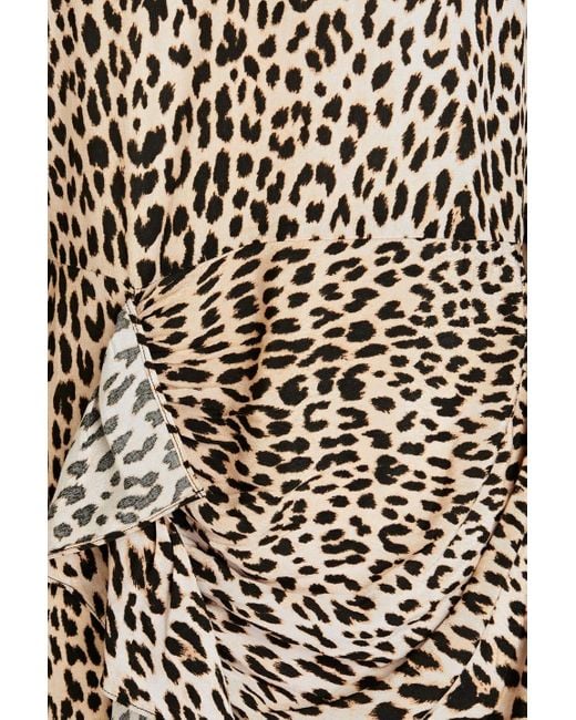 Maje White Ruffled Leopard-print Crepe Mini Dress