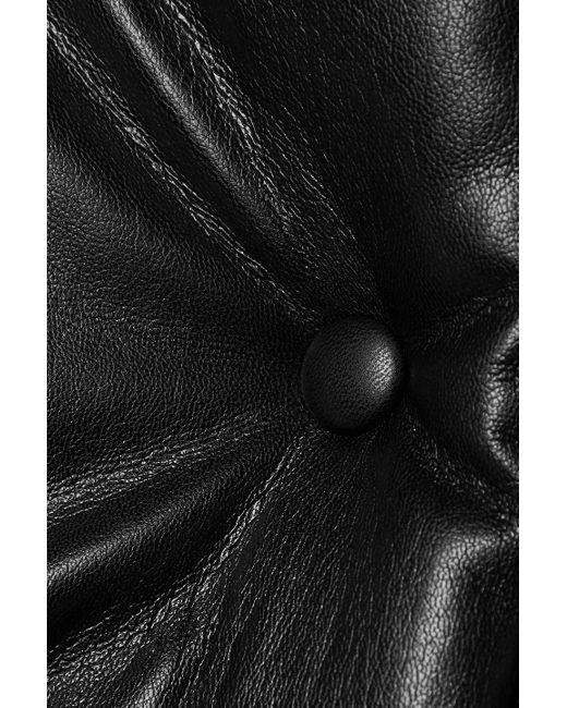 Nanushka Black Hide Quilted Padded Vegan Leather Jacket