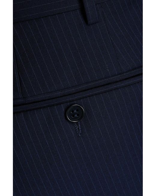 Canali Blue Pinstriped Wool Pants for men