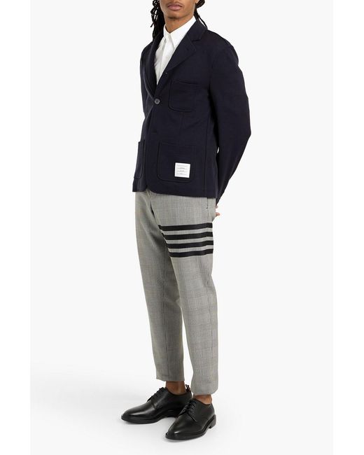 Thom Browne Gray Striped Prince Of Wales Checked Wool-Tweed Pants for men