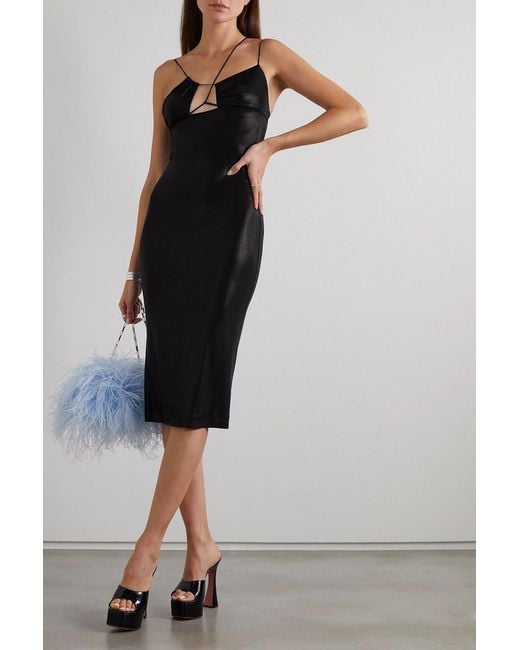 Nensi Dojaka Black Cutout Metallic Stretch-jersey Midi Dress