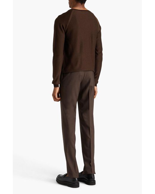Canali Brown Silk And Wool-blend Sweater for men