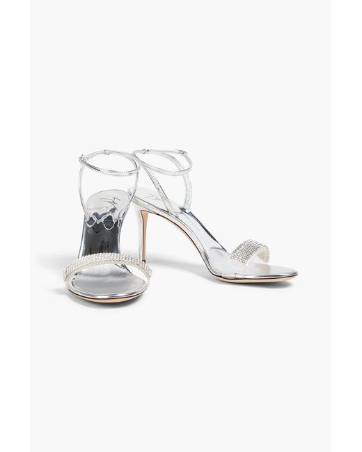 Giuseppe Zanotti White Crystal-Embellished Pvc And Mirrored Sandals
