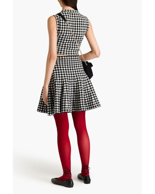 Sandro Black Cropped Gingham Jacquard-knit Top