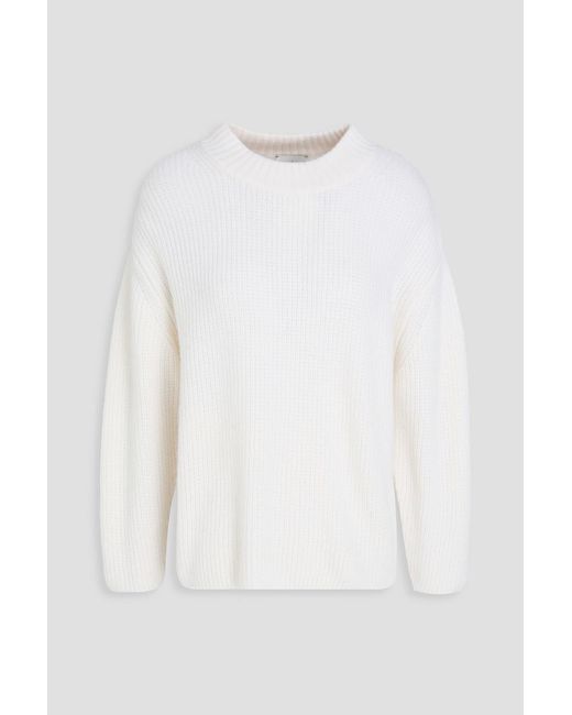 LeKasha White Ribbed Cashmere Sweater