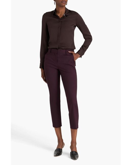 Theory Brown Silk Crepe De Chine Shirt