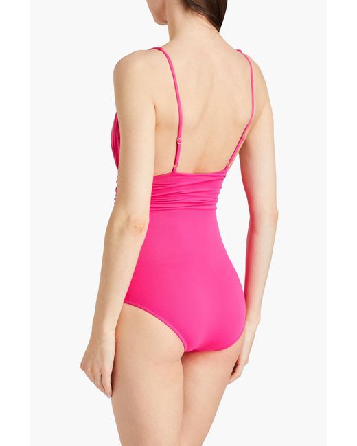 Melissa Odabash Pink Panarea Ruched Swimsuit