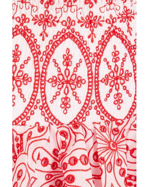 Charo Ruiz Noa Tiered Broderie Anglaise Cotton-Blend Mini Skirt