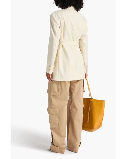 Dries Van Noten Natural Double-breasted Wool-twill Blazer