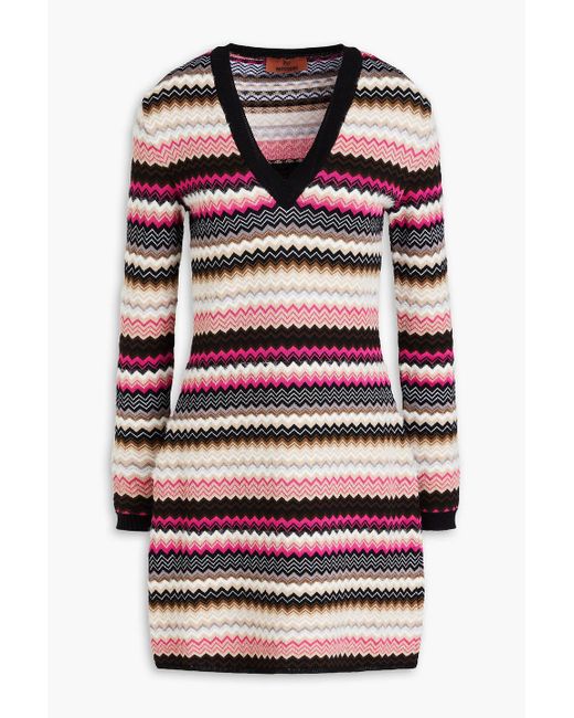 Missoni Gray Crochet-knit Mini Dress