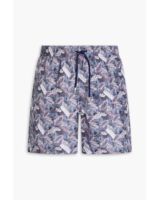 Canali Blue Short-length Printed Swim Shorts for men