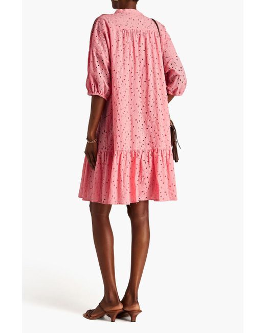 Diane von Furstenberg Pink Agar Broderie Anglaise Cotton Dress