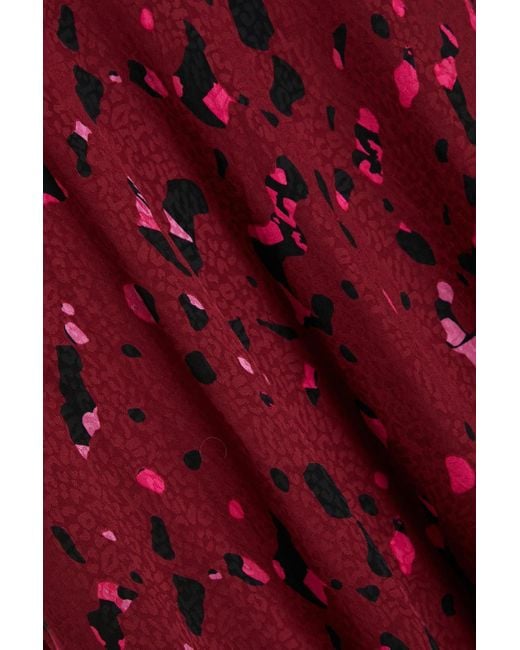 Ba&sh Red Tomy Printed Satin-jacquard Midi Skirt