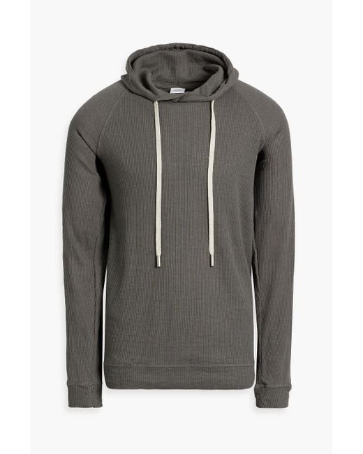 Onia Black Aaron Waffle-knit Cotton-blend Hoodie for men