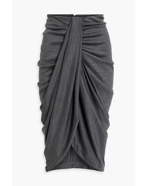 Isabel Marant Gray Dastica Draped Ruched Wool-jersey Midi Pencil Skirt