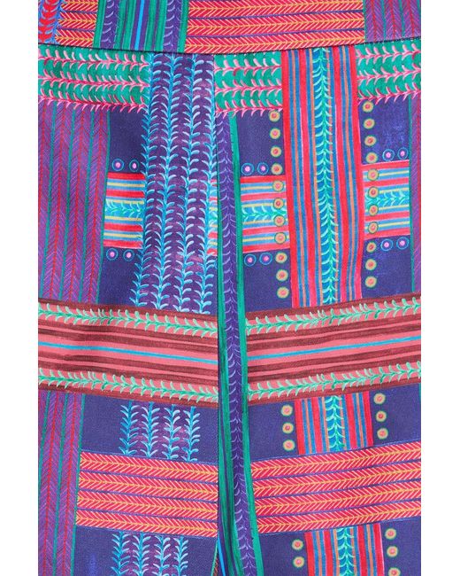 Saloni Red Pleated Printed Twill Shorts