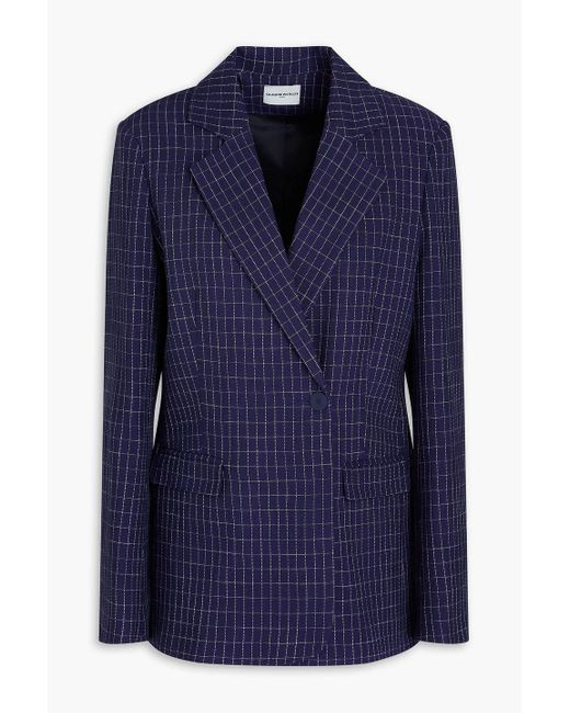Claudie Pierlot Blue Villa Checked Grain De Poudre Blazer