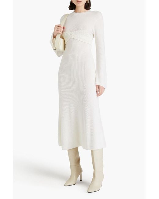 Loulou Studio White Daroca Crochet-trimmed Wool And Cashmere-blend Midi Dress