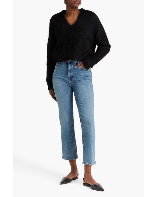 FRAME Blue Le Sleek Straight High-Rise Straight-Leg Jeans