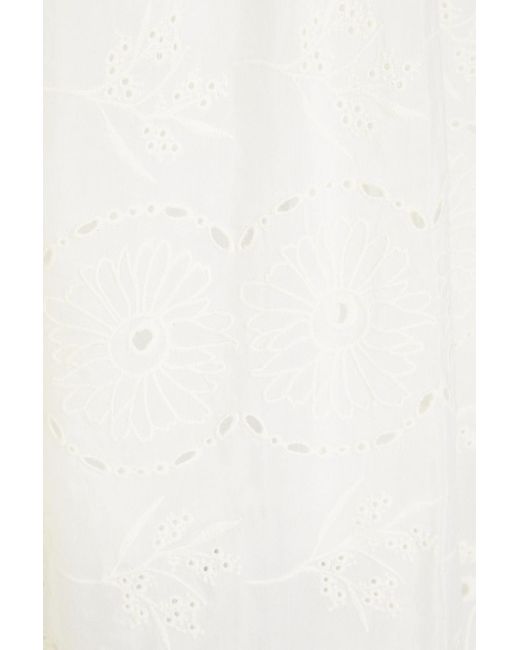 Claudie Pierlot White Broderie Anglaise Cotton And Silk-blend Midi Dress